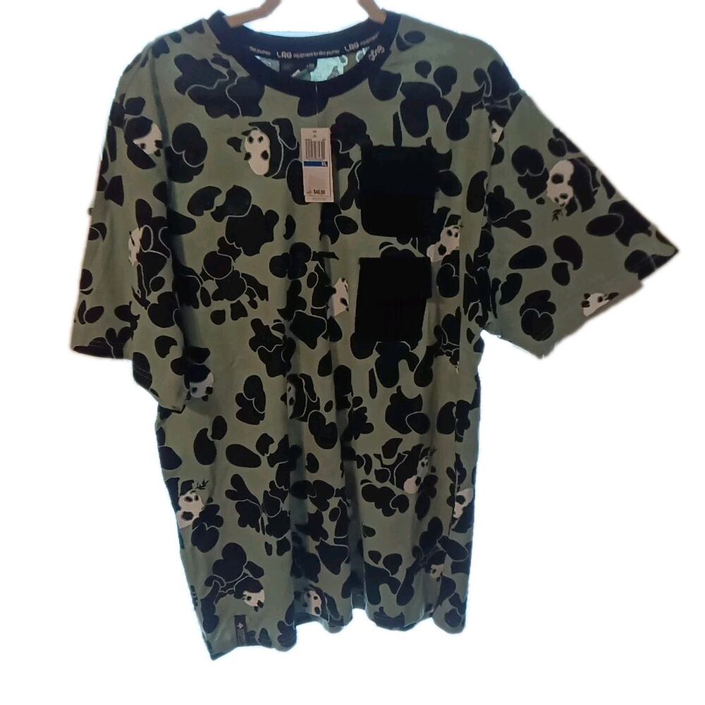 LRG Panda Legacy short-sleeve knit shirt green/black Camo Sz. XL
